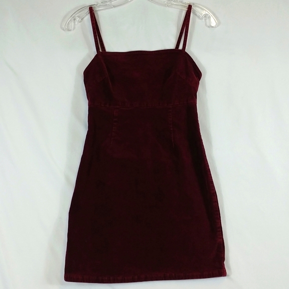 PacSun Dresses & Skirts - Pacsun Dress Women' Burgundy Corduroy Pinafore Adjustable Straps Y2K Mini Size S